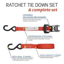 Load image into Gallery viewer, 1"x10' Ratchet Straps 1,500 LBS (2-Packs)