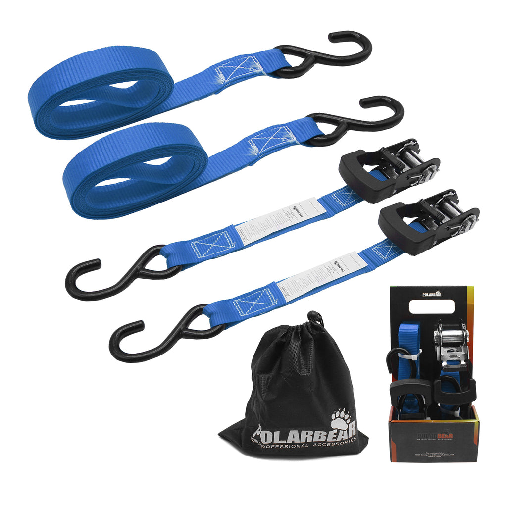 1"x10' Ratchet Straps 1,500 LBS (2-Packs)