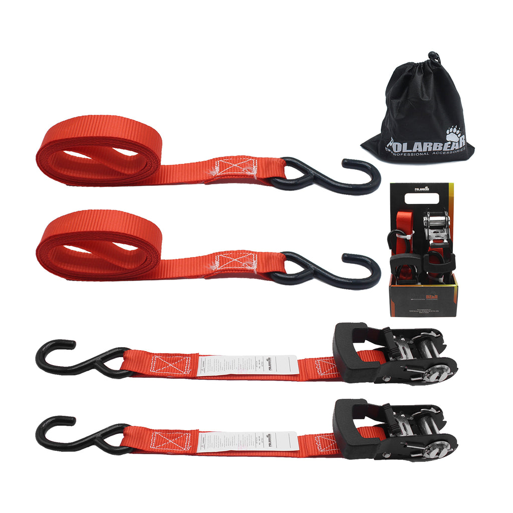 1"x10' Ratchet Straps 1,500 LBS (2-Packs)