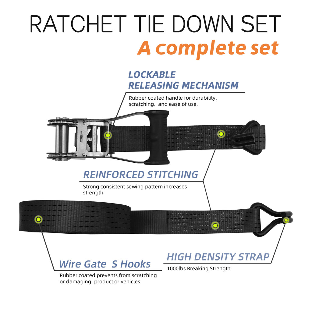 2"x27' Ratchet Straps 10,000 LBS (1-Pack)