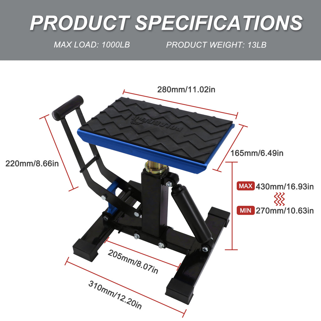 Dirt Bike Stand with Damp, Aluminum