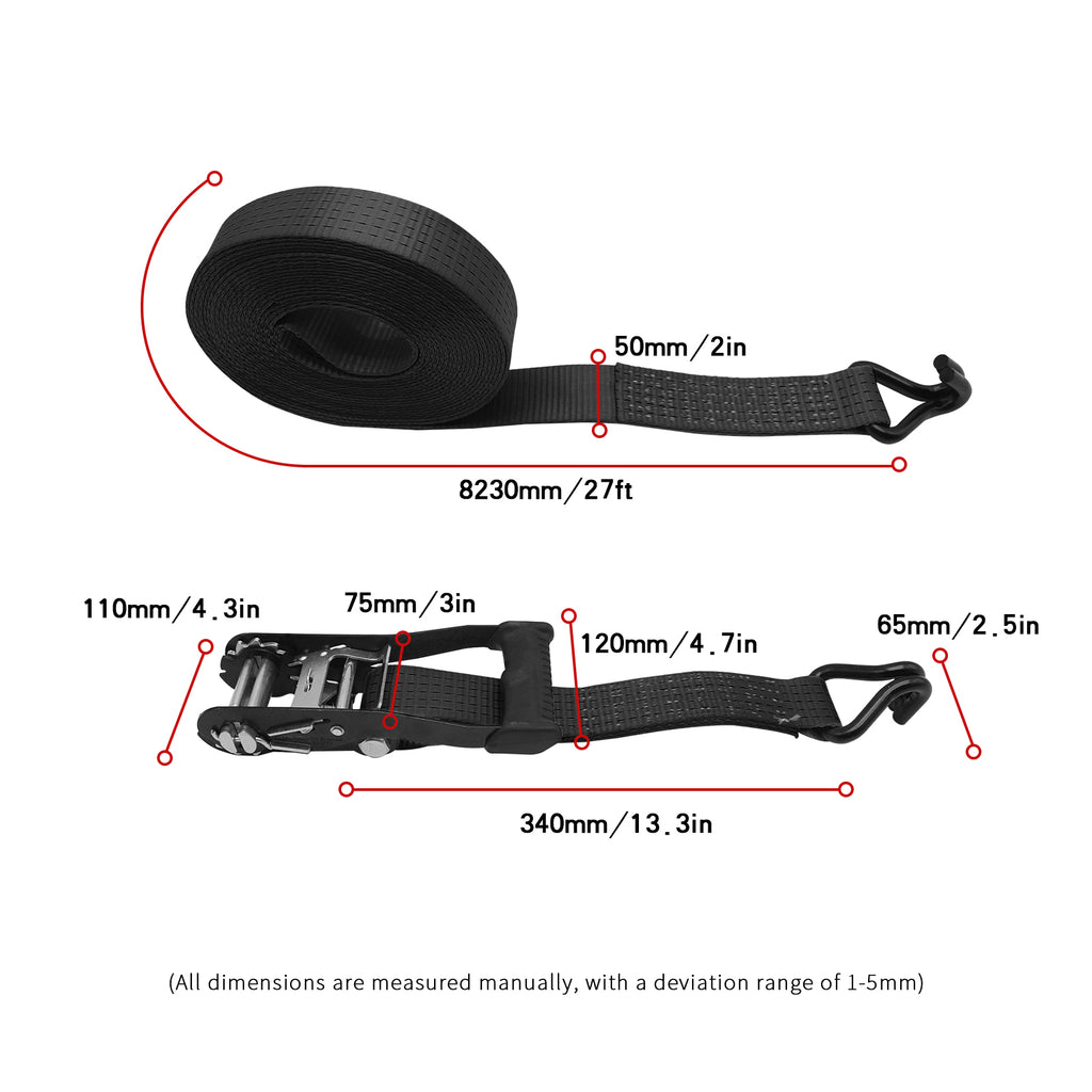 2"x27' Ratchet Straps 10,000 LBS (1-Pack)